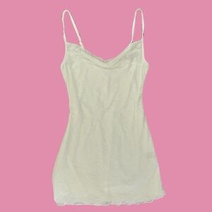 White Mini Slip Dress w/ Floral Lace Print Design